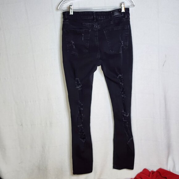 Dollhouse You Are Beautiful Black Destructed Cotton Poly Span Skinny Jeans 11/12 - Picture 9 of 16